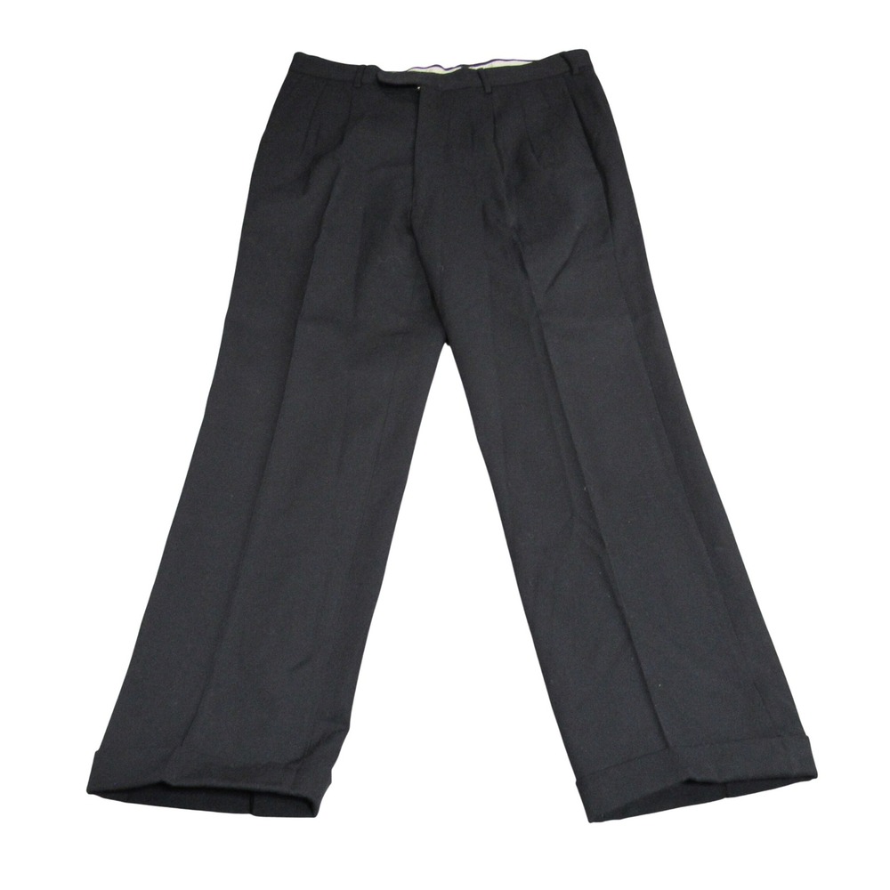 Arezio Salerno Mens Black 100% Virgin Wool Pleated Cuffed Dress Pants 32x27